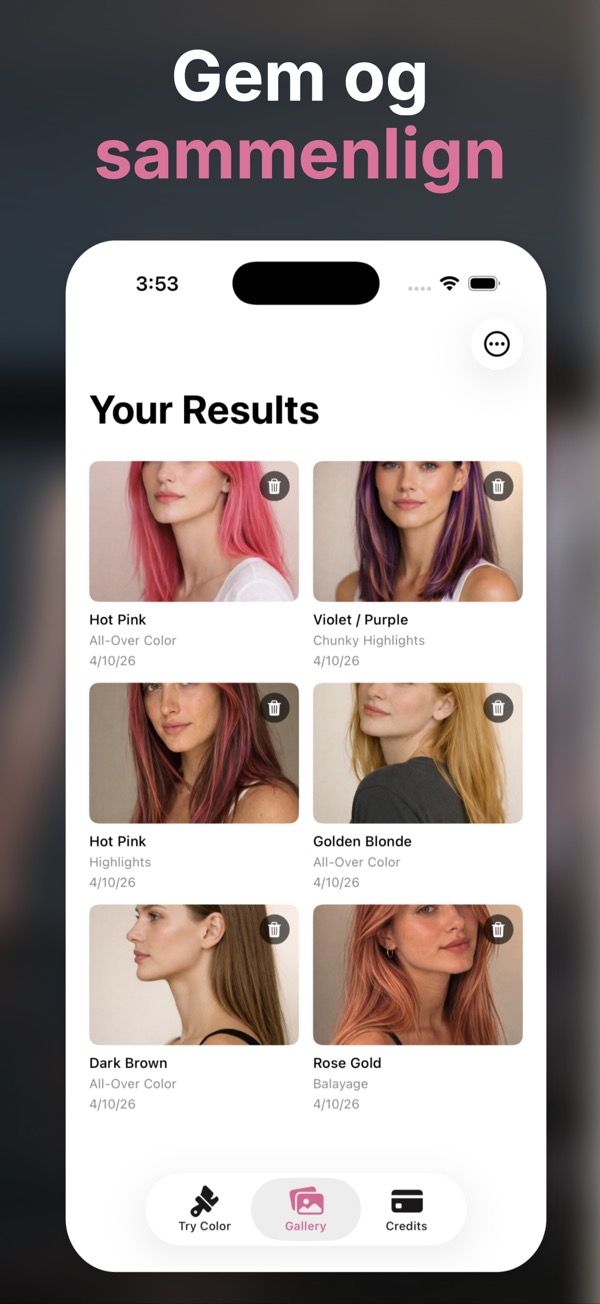 AI Hair Color & Style skærmbillede